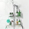 Sewulidon Stainless Steel Shower Caddy Hanging for Handheld Shower Heads,Rustproof Hose Shower Organizer Adjustable Length Shower Rack with 24 Hooks,Razor Holder,Soap Holder