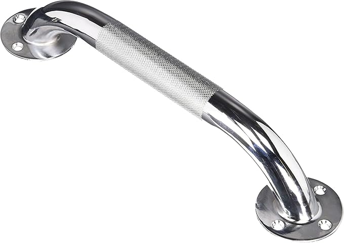 Carex Textured Grab Bars for Bathtubs and Showers - Grab Bars for Bathroom Safety - 12 inch Durable Stainless Steel Shower Handle Serves as Handicap Grab Bar and Elderly Assistance Products