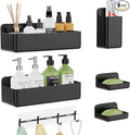 Adhesive Shower Caddy 6 Pack Rustproof Shower Shelves for Inside Shower No Drilling Bathroom Organizers and Storage Large Rack with Soap Holder Clear