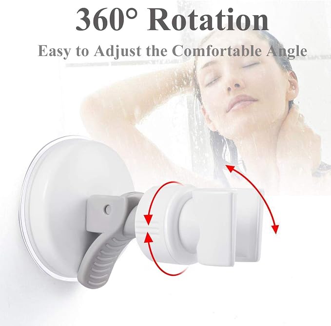 Adjustable Shower Head Holder, Bathroom Suction Cup Bracket for Handheld Shower, Removable Wall Mount (White-1)