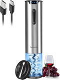 Electric Wine Opener Tomentific, Rechargeable Automatic Wine Corkscrew Bottle Opener With Foil Cutter, Type-C Charging Wine Openers With LED Light For Home Party Wedding Gifts (Stainless Steel)