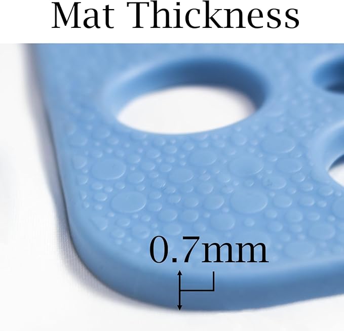 Non Slip Large Shower Mat 35.4"*23.6", TPE Bath Mats for Inside Outside Shower,Extra Large Bathtub Mat with Suction Cups and Big Drain Holes,Blue
