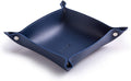 Leather Jewelry Valet Tray for Women and Man, Portable Entryway Table Tray Bedside Nightstand Desk Tray Small Catchall Travel Dish Plate for Key,Wallet,Watch,Coin (8x8, Blue-B)