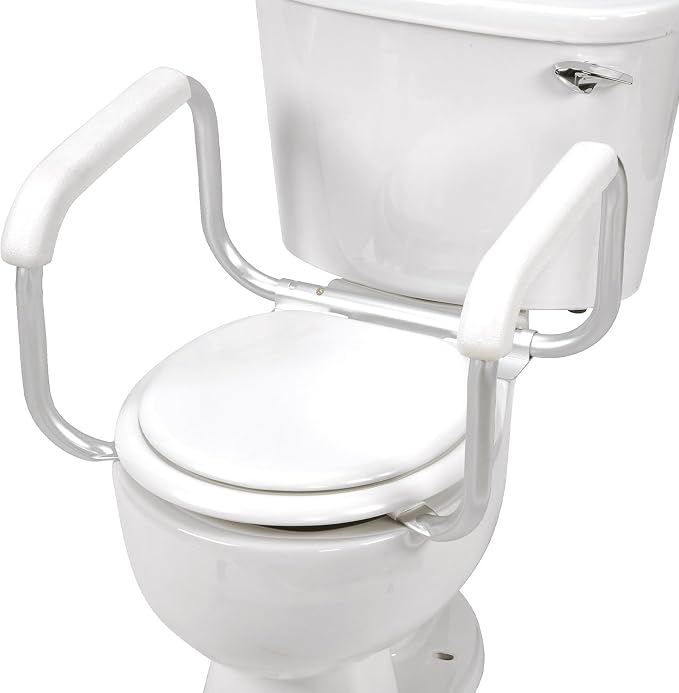 DMI Toilet Safety Rails Toilet Handles for The Elderly Toilet Safety Handrails Frame Easy Assembly with no Tools, White