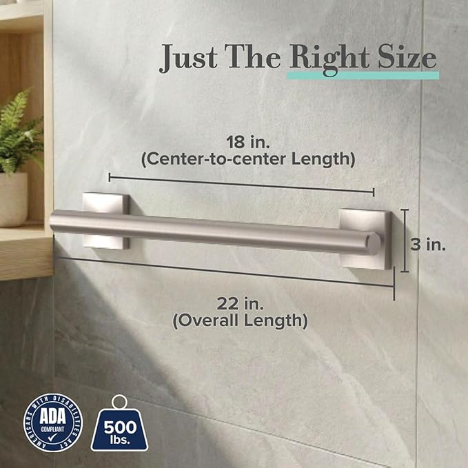 Gatco 952 Elevate, Grab Bar, 18”, Satin Nickel