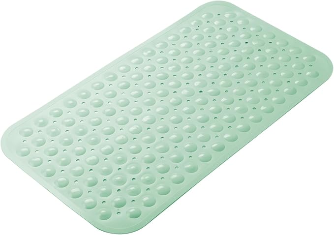 AmazerBath Bath Tub Mat, Medium Size 27.6 x 15 Inches Non-Slip Shower Mats with Suction Cups and Drain Holes, Bathroom Bathtub Mats Machine Washable (Mint Green)