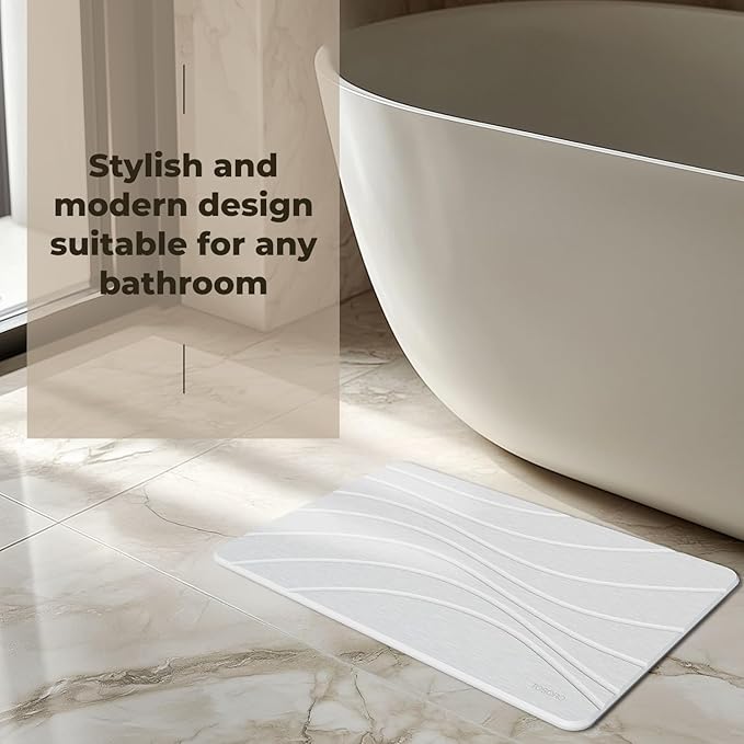 TOSORO - Stone Bath Mat Diatomaceous Earth Shower Mat Non-Slip Super Absorbent Diatomite Stone Bath Mats for Bathroom Floor Quick Drying Natural Easy to Clean (23.5 x 15) - Sandstone
