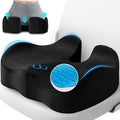 CushyOasis Seat Cushion, Gel Chair Cushions, Office Chair Cushions, Anti-Slip Bottom & Removable Cover Tailbone Pain Relief Cushion, Memory Foam Seat Cushion, 5.28 in Thick (Black)