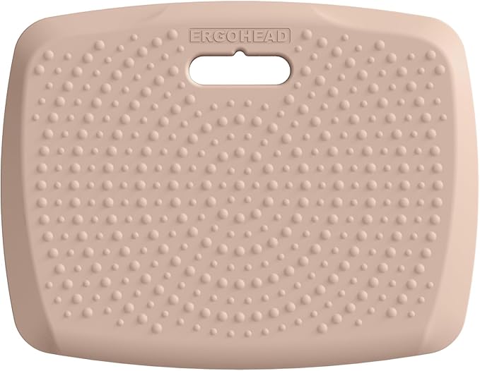 3/4 Inch Portable Anti Fatigue Standing Mat with Massage Points, Comfort Foot Standing Pad for Office Desk with Handle, Cushioned Kitchen Mat for Office & Home (Rose Gold, 17" X 22")