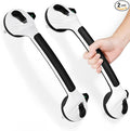 Grab Bars for Shower, 16.5 Inch Shower Handle with Safety Indicators, Suction Cup Bathroom Grab Bar for Elderly, Seniors, Handicap - No Drill, Waterproof, Removable (2 Pack), Black White