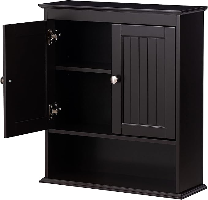 Spirich Bathroom Cabinet Wall Mounted, Wood Hanging Cabinets with Doors and Shelves, Medicine Cabinet Over The Toilet, Espresso