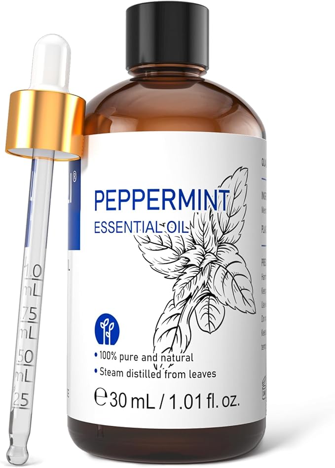 HIQILI Peppermint Essential Oil, 100% Pure Natural, for Aromatherapy, Home Diffuser, Cleaning Spray, Skin Care, Hair Care, Massage, DIY Candles - 1 Fl Oz/30ml