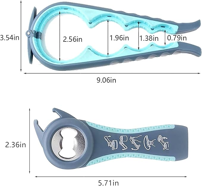 Bottle Opener for Arthritic Hand,Jar Opener for Old People, Children, Women, Those with Weak Hands,Multifunctional Kitchen Gadgets (02-Blue)