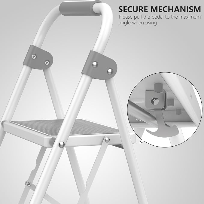 Simple Deluxe 2 Step Ladder, Portable Stool with Wide Non-Slip Pedal, Foldable Step Stool Lightweight for Home Kitchen and Outdoor, Gray