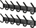 GWAAZXGZ Coat Rack Wall Mount Hooks - 15 Inch Matte Black Metal 6-Hook Organizer Wall Mounted, Modern Kids Room, Entryway & Bathroom Hanger for Beach Towels, Coats, Purses, Bags (2 Pack)