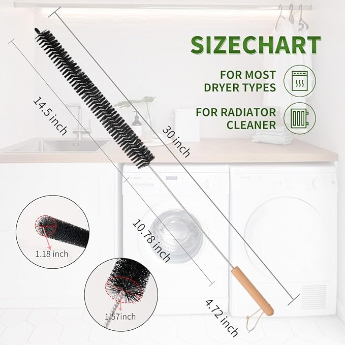 2 Pack Refrigerator Coil Cleaning Brush - 30 Inch Long Handle Dryer Lint Brush Vent Cleaner for Household Use, Duct Remover, Crevice Cleaning Brush, Washing Machine Cleaning Tools