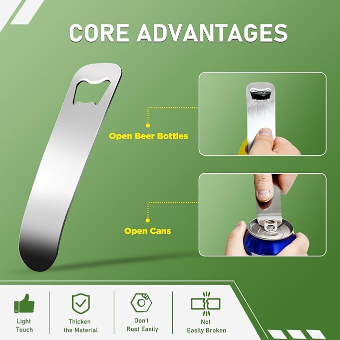 2 PCS Stainless Steel Beer Bottle Opener, Soda Can Opener, Beer Can Opener, Water Bottle Opener, Perfect Bar Accessory for Beer Lovers, Great Gift Idea