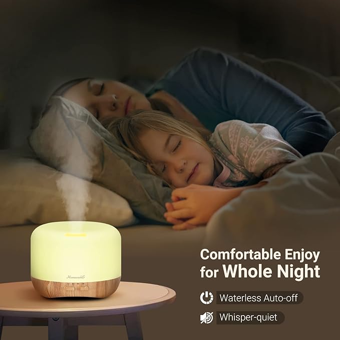 Aromatherapy Essential Oil Diffuser for Room: Colorful Aroma Air Humidifier with Adjustable Cool Mist Mode, Auto Off Ultrasonic Diffusers for Large Small Room Home Office 500ML