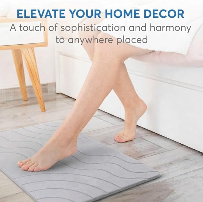 Stone Bath Mat Quick Drying Diatomaceous Earth Bath Mat Non Slip Shower Mat Super Absorbent Stone Bath Mats for Bathroom, Floor, Kitchen Counter, Easy to Clean (23.6” X 15.3”, Light Gray)