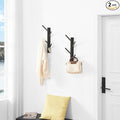 TIOPGHAD 2 Pack Small Vertical Coat Rack Wall Mount, Bamboo Coats Hooks Clothes Holder Hanger for Wall Coat Hat Jacket Clothing Bathroom Robes Entryway(Black)