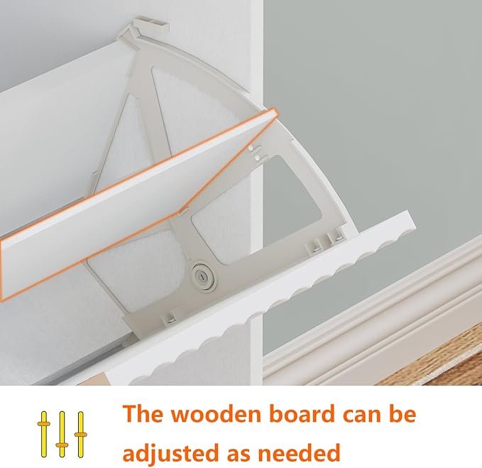 Shoe Cabinet Storage,Modern Freestanding Organizer with 2 Flip Drawers,Narrow Shoe Rack Cabinet for Entryway,White