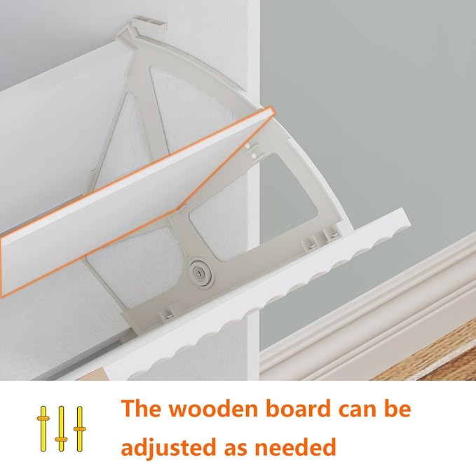 Shoe Cabinet Storage,Modern Freestanding Organizer with 4 Flip Drawers,Narrow Shoe Rack Cabinet for Entryway,White