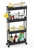LEHOM 5.1" Slim Storage Cart - 4 Tiers Bathroom Organizer Mobile Shelving Unit Storage Rolling Utility Cart Slide Out Organizer for Kitchen Bathroom Laundry Narrow Places