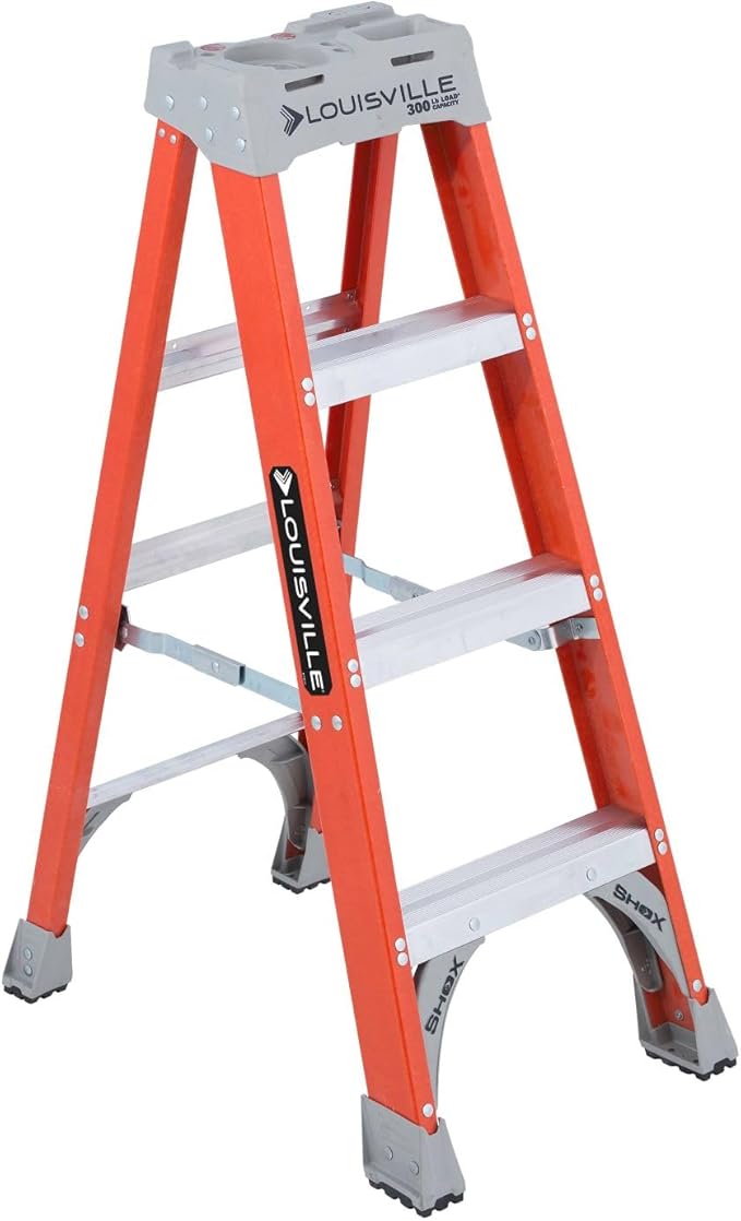Louisville Ladder 4-Foot Fiberglass Step Ladder, 300-Pound Load Capacity, Type IA, FS1504