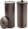 iDesign Freestanding Bathroom Toilet Paper Storage Holder with Lid for 3 Extra Rolls, 2-Pack, Bronze