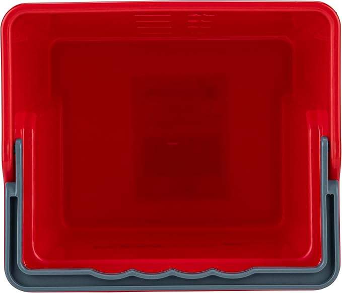 Restaurantware-Clean Tek Professional 4 Quart Cleaning Bucket, 1 Utility Pail with Handle - Heavy-Duty, Portable, Red Plastic Washing Pail, Perfect for Household, Outdoor, Car Wash and More