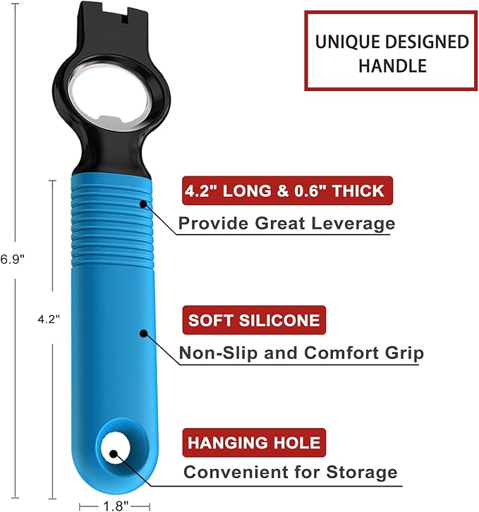 2-Pack Soda Can Opener and Beer Bottle Opener Bartender with Good Grip Silicone Handle, Pop Top Can Tab Opener for Long Nails, Bottle Opener for Arthritic Hand and Seniors, 1* Blue 1* Green