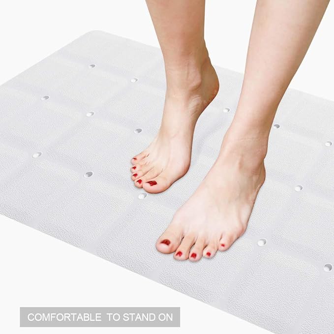Webos Foldable Non Slip Silicon Bath Mat Bathtub mat Shower mats no Suction Cups for Textured Tub and Reglazed Tub (Foldable-White, 28-inch x 14-inch)
