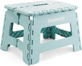 Goldblatt 8.5" Folding Step Stool for Adults and Kids, Lightweight Heavy-Duty Plastic Portable Foldable Stool with Non-Slip Top and Anti-Skid Feet, 300 lbs Capacity, Kitchen & Bathroom, Blue-Green