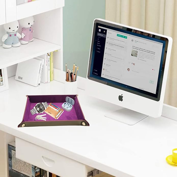 Valet Organizer - Catchall Tray for Jewelry, Wallets, Watches, Keys, Coins, Phones, Glasses - Perfect for Nightstand, Desk, Entryway