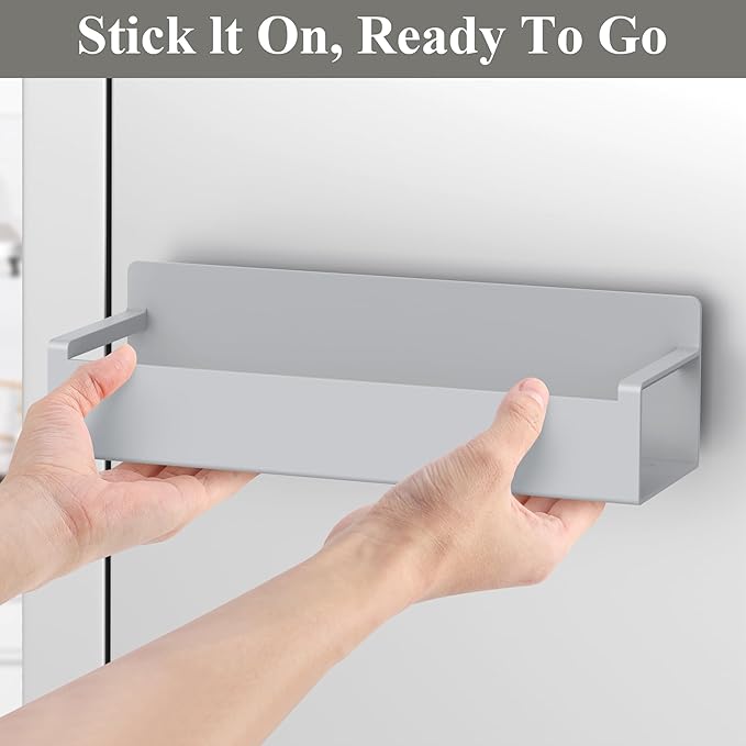 HuggieGems 4 Pack Magnetic Spice Rack Organizer for Refrigerator and Oven, Silver Fridge Organizers and Storage for Kitchen