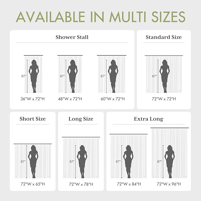 AmazerBath Long Shower Curtain Liner, 72x78 Plastic White Shower Curtain Liner, Cute Waterproof PEVA Shower Curtains, Lightweight Shower Curtains for Bathroom with Magnets and 12 Rustproof Grommets