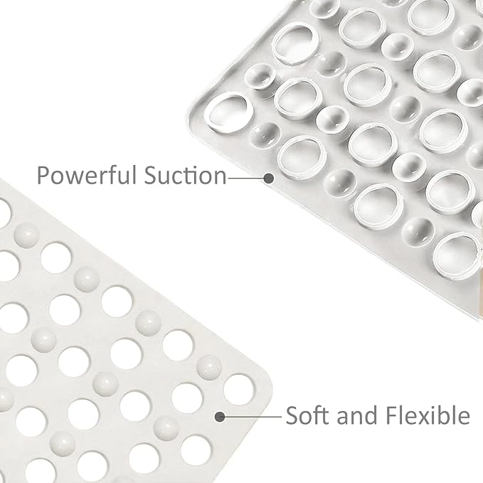Tiamo Large Bathtub Mat 20.87" x 33.86",Non Slip Shower & Tub Mat for Elderly & Pregnant Women,Big Suction Cups,Quick Drain,Soft & Durable,White