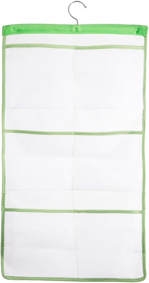 ALYER 6 Storage Pockets Hanging Mesh Shower Caddy,Space Saving Bathroom Accessories and Quick Dry Bath Organizer with Hanger,Green