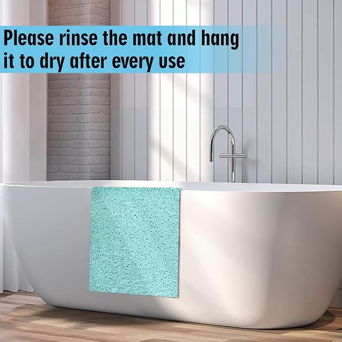 godehone Shower Mats Non Slip Without Suction Cups, PVC Loofah Bathroom Mats, Loofah Mats for Shower and Bathroom, Quick Drying, 23.6× 34.6 Inch, Light Green