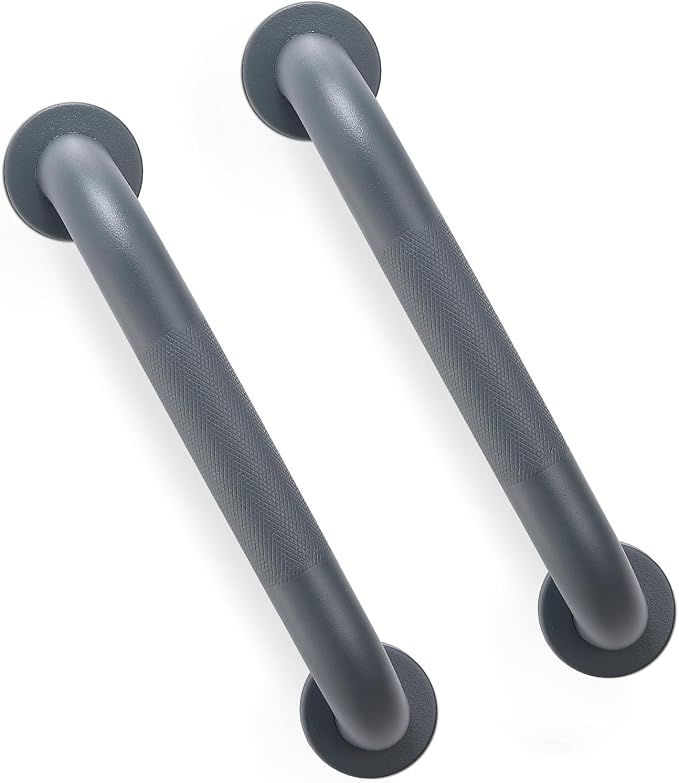 Grab Bars for Shower, Zynuhmo 2 Pack 12 Inch Anti Slip Stainless Steel Bathroom Safety Shower Grab Bar Handrails for Handicap Injury Pregnant Senior Assist Shower Handles(Gun Grey, 1.25" Diameter)