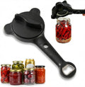 2026 Upgrade 4 in 1 Jar Opener, Multi-function Can & Bottle Caps Opener for Seniors & Weak Hands, Adjustable Stainless Steel Lid Remover for Kitchen Canned Goods (Black)