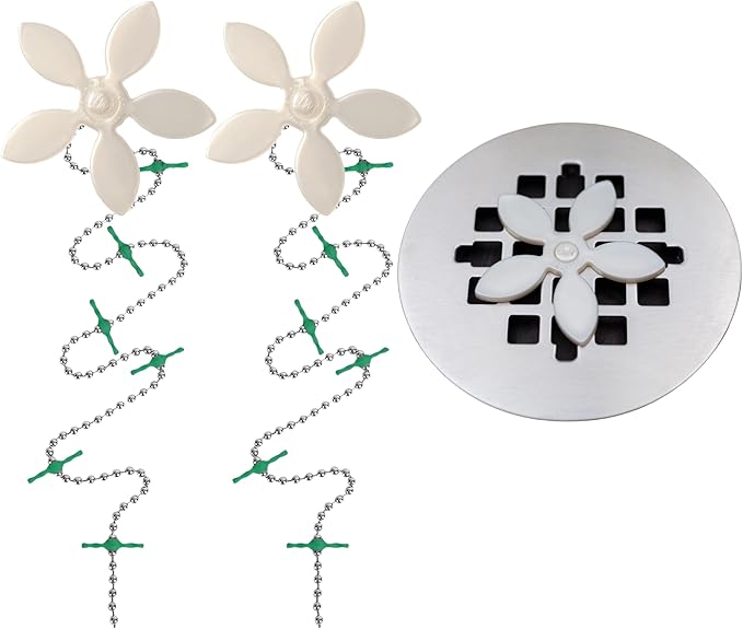 DrainWig Shower Drain Hair Catcher – Disposable Bathroom Hair Trap, Easy to Install in Shower Drain Cover, Helps Prevent Clogs – As Seen on Shark Tank – White Flower (2-Pack)