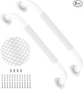 20 Inch White Shower Grab Bar with Anti-Slip Knurled Grip,YuanDe Stainless Steel Bathroom Grab Bars，Shower Handrail Support, Handicap Elderly Balance Assist Handles
