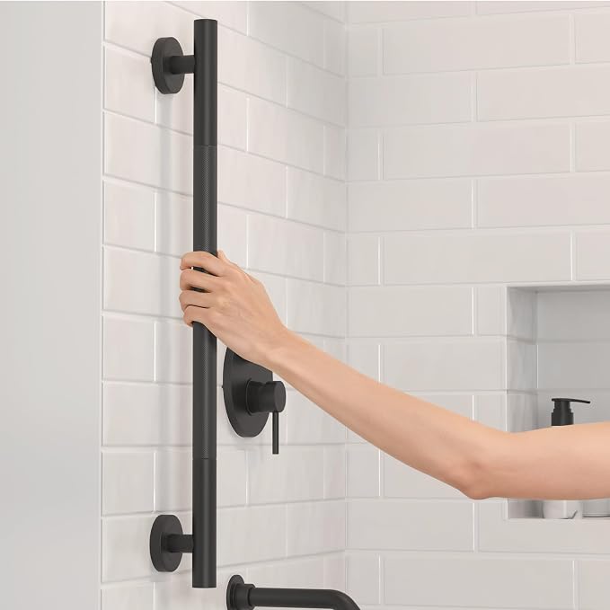 Lava Odoro Black Shower Grab Bars, 3 Pack Stainless Steel Bathroom Safety Grab Bar 36" 24" 18", Upgrade Anti-Slip Knurling Shower Grab for Bathtub, Shower Handles for Elderly Handicap, ADA Compliant