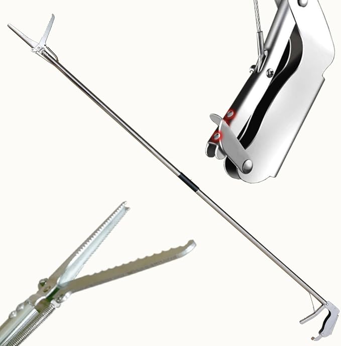 60" Collapsible Grabber Reacher Heavy-Duty Trash Picker Litter Nabber Extra Long Wide Jaw Design for Soft Objects, Ideal for Garden & Indoor Use