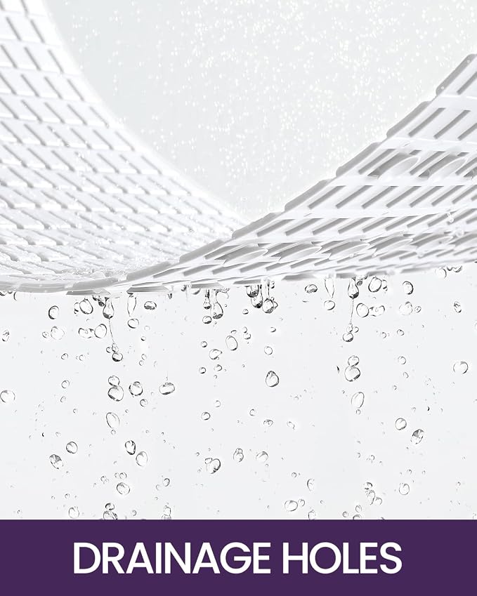 DEXI Bathtub Mat Non Slip, Extra Long 39x16, Suction Cups, Drain Holes, Machine Washable for Tub Shower Floor, White