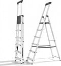 Sweetcrispy 6 Step Ladder, 330lbs Folding Step Stool with Anti-Slip Wide Pedal,Tool Tray, Aluminum Stool Ladders, Safety Household Ladder for Home Kitchen Courtyard Outdoor