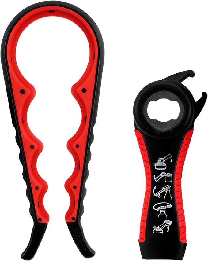 Bottle Opener for Arthritic Hand,Jar Opener for Old People, Children, Women, Those with Weak Hands,Multifunctional Kitchen Gadgets (B-red)