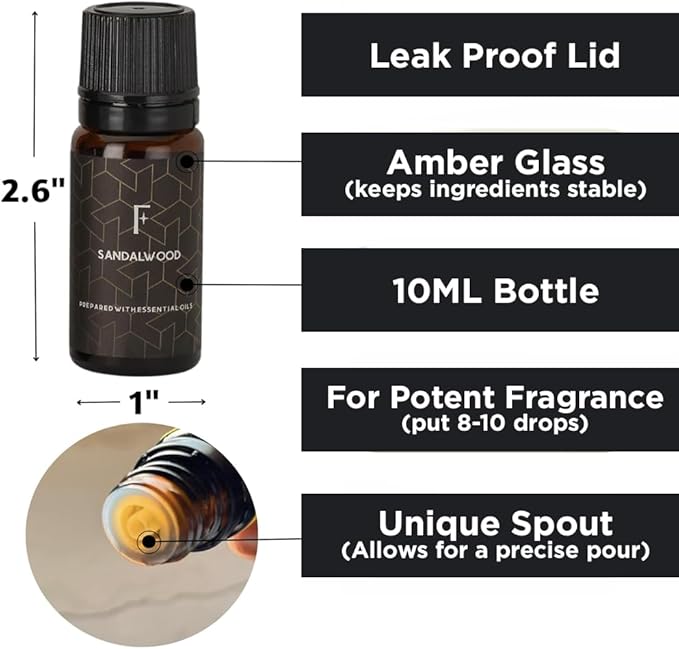 Folkulture Men Essential Oils Set for Diffuser, Father's Day & Birthday Gift for Men - 6x10ml Fragrance Oils for Candle Making, Scented Oil Gift Set,Oud,White Musk,Tobacco,Sandalwood & Leather Wood