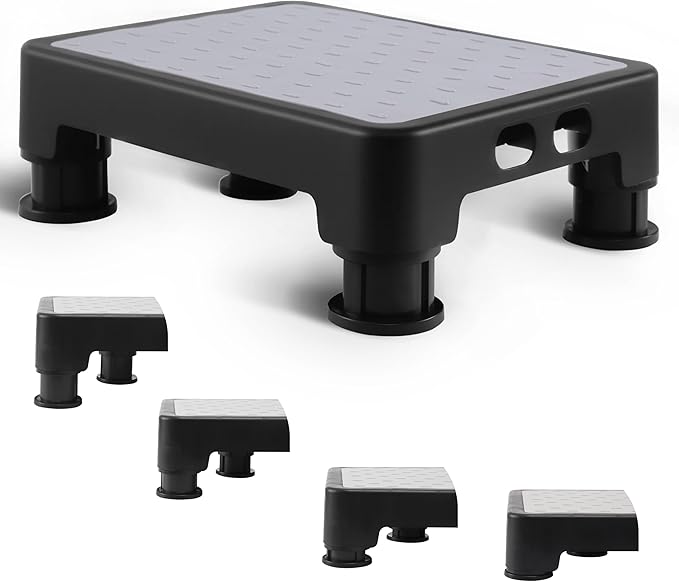 COOL-ANGLE Adjustable Step Stool for High Beds & SUV - Non-Slip Mobility Platform for Seniors, 650lbs Capacity, 3 Heights (3.4"-5.4"), Wide Safety Base for Car & Bath, 16.5"x12.6", Gray